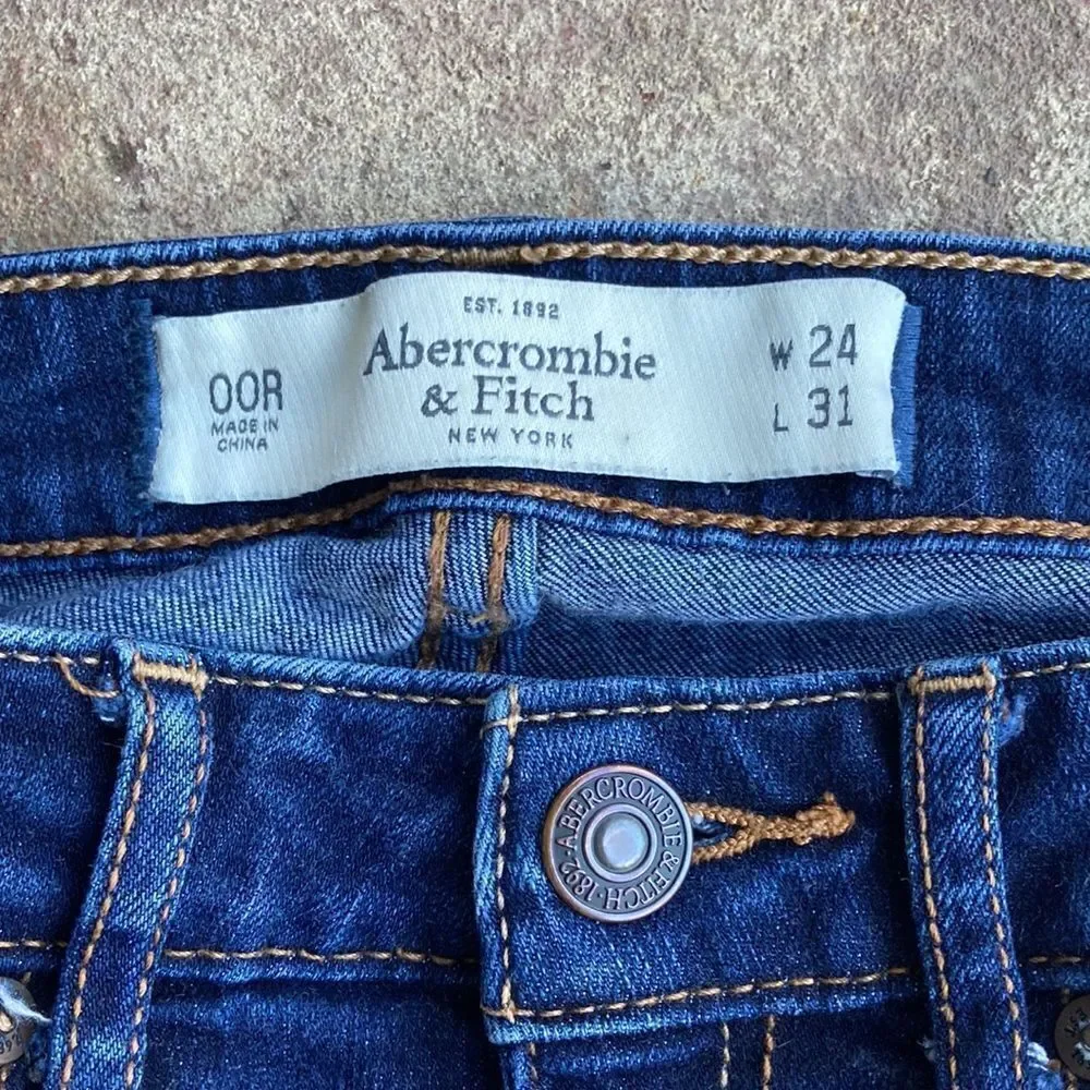 Abercrombie & Fitch Straight Leg Skinny Five Pocket Jeans Size 00R W 24 L 31 - Picture 9 of 16